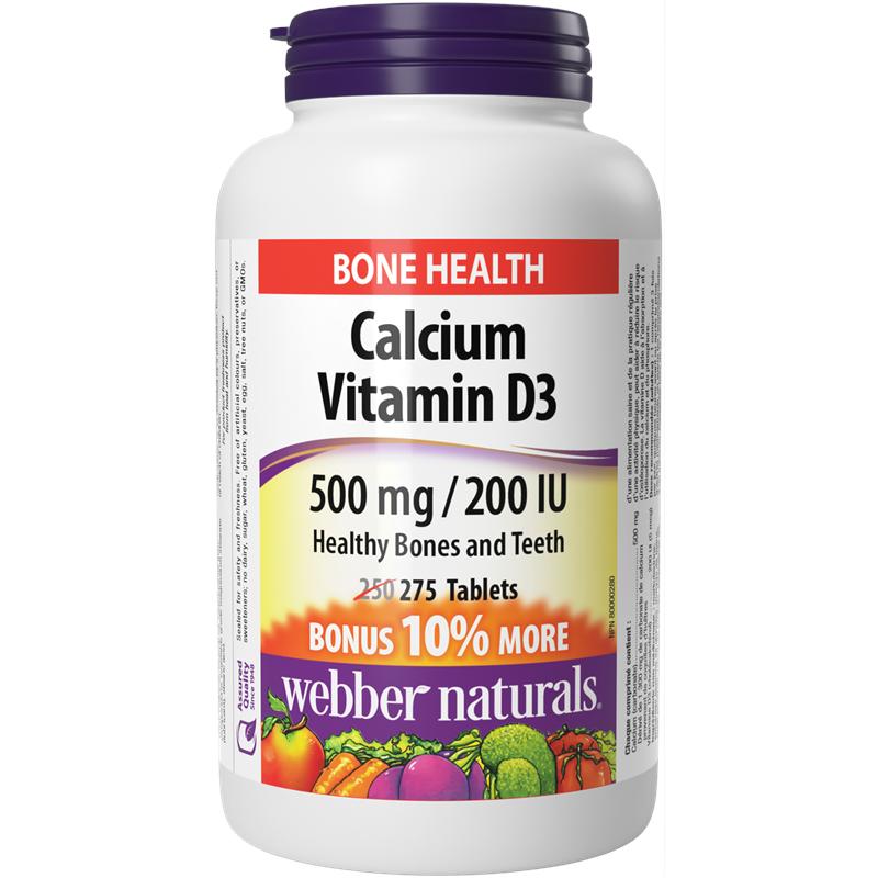 Калций 500 mg + Витамин D3 200 IU x 275 таблетки Webber Naturals