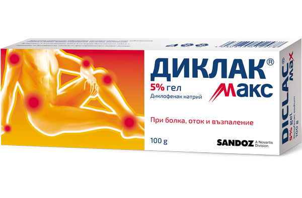 Диклак Макс 5% гел за лечение на болка, оток и възпаление в мускулите и ставите, икономична опаковка х100 грама Sandoz